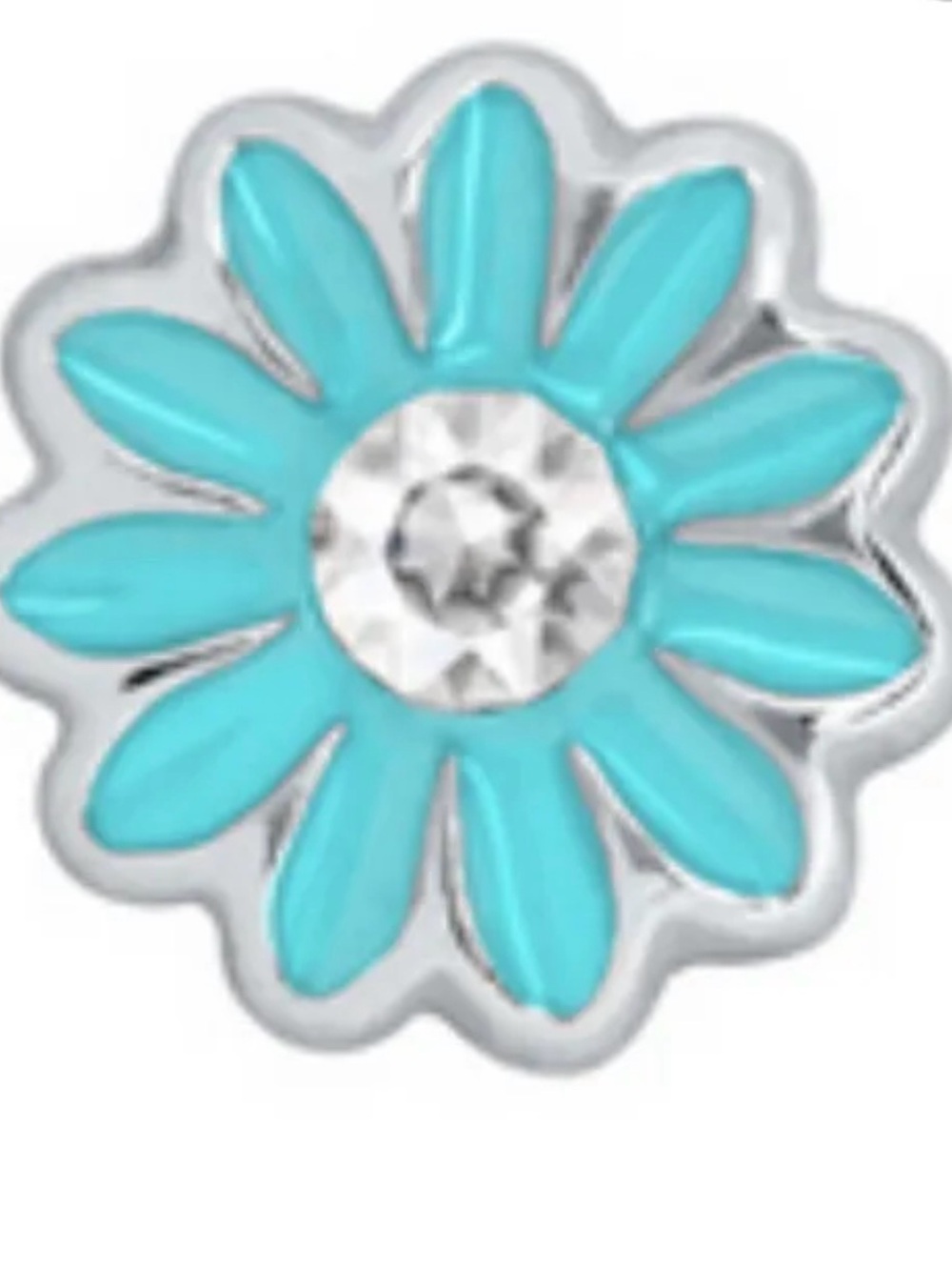 Origami Owl Turquoise Flower Charm with Crystal Center